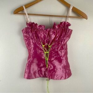 Sinead Gorey Bustier Top Corset Lace Up Pink Small Babydoll Coquette Fairy Y2K